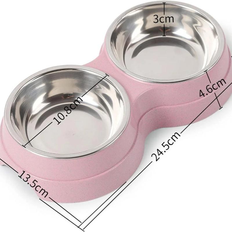 Ciotole doppie per animali domestici, cibo per cani, acqua, ciotola per bere in acciaio inox, ciotola per bere per animali domestici, forniture per l'alimentazione di cuccioli di gatto, accessori per cani di piccola taglia