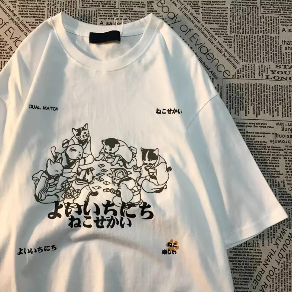 It's Like A New Year American Retro Fun Printed Short Sleeved T-shirt With Trendy Men women's Street Style Loose Half Sleeve