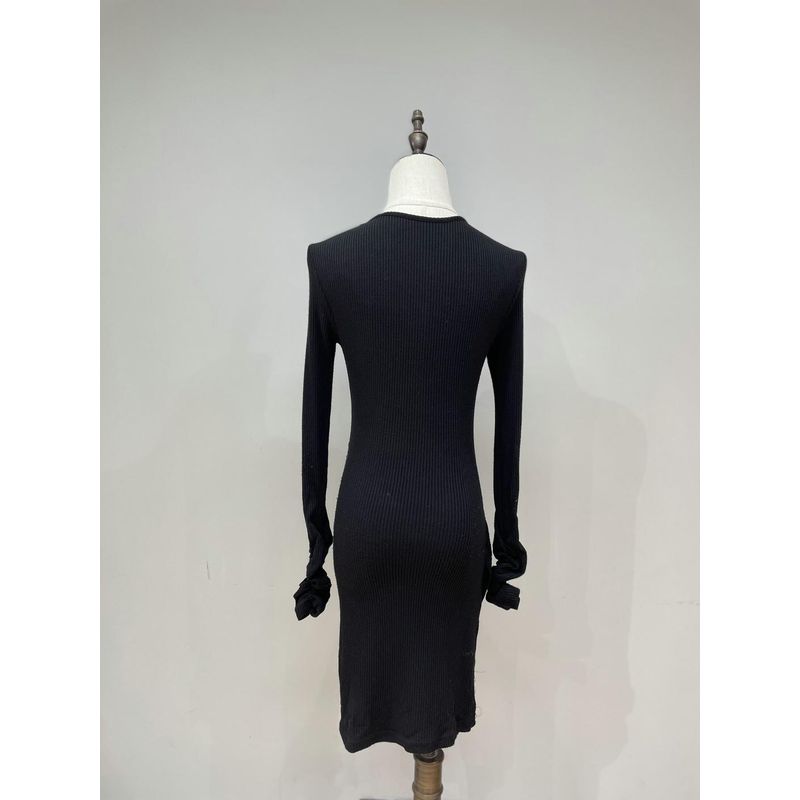 2024 Winter New Arrival Show Figure Adult Lady Like Woman Sense Cross Ruched Design V-neck Knitting Hip Bag Dress