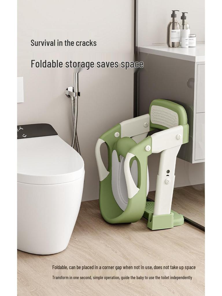 Foldable Children's Toilet Ladder with Backrest
