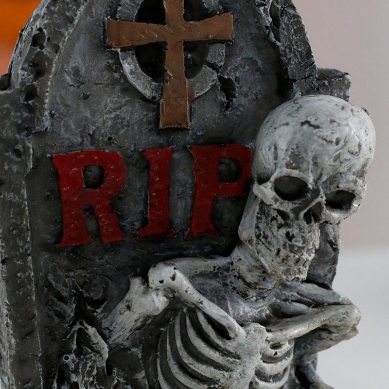 Halloween Decorations Scary Skeleton Tombstones Figurines Tombstones Statues Sculptures for Yard Lawn Decorations