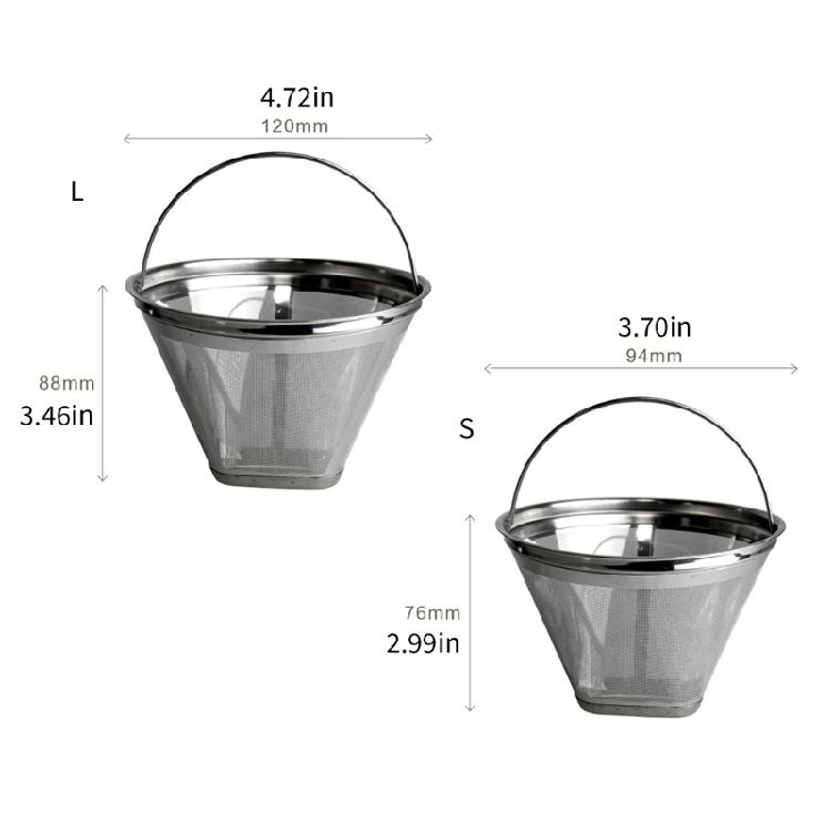Stainless Steels Coffee Filter Fine Mesh Cone Shape Strainer Easy Cleaning Compatibles with Various Brewing Accessories