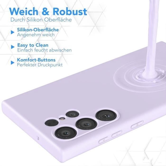 Case - BOOLING - for Samsung Galaxy S23 Ultra - Matte Liquid Silicone - Shockproof - 2 Tempered Glasses