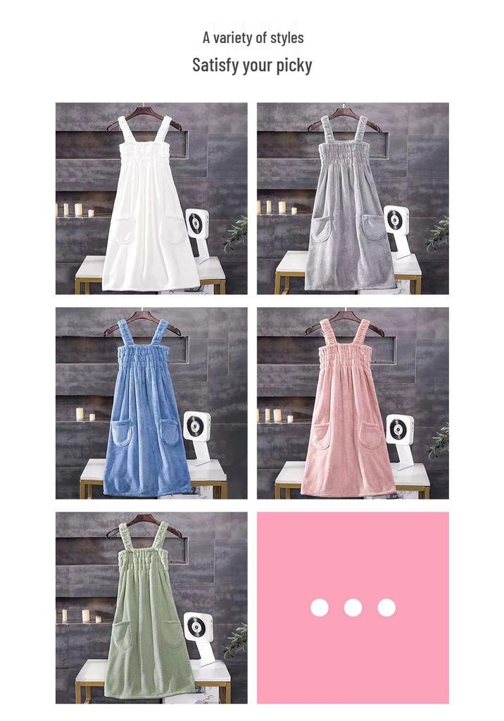Women's Absorbent Strap Bath Towel Wrap Skirt