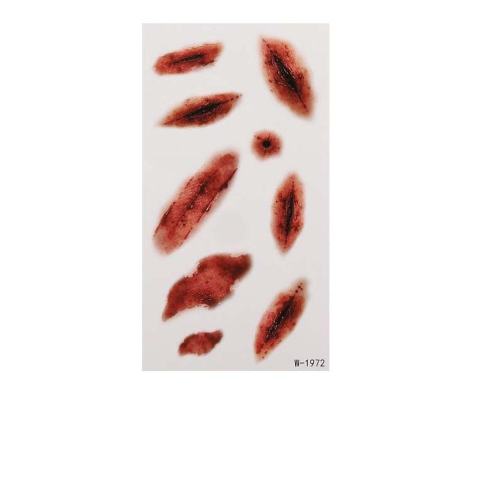 Zombie Cosplay Halloween Tattoo Stickers Bloody Makeup Body Art Scar Decals  Photo Props