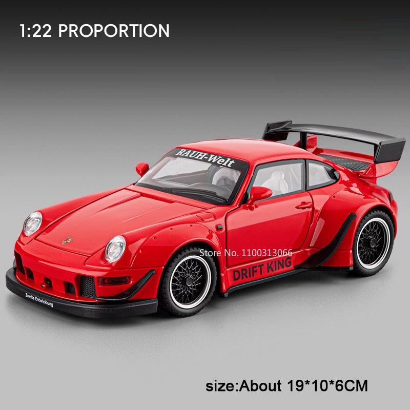 1:22 Alloy 993 RWB Shelby Cobra Models Cars Toys Wheels Turned Miniature Vehicles with Light Sound Sports Car Collect Souvenirs