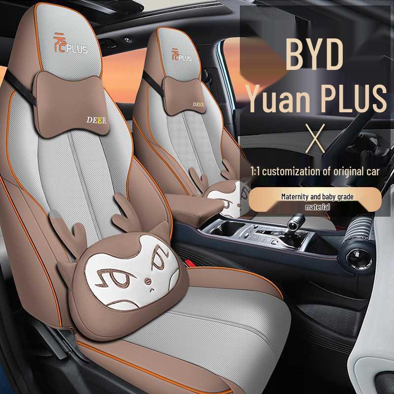 2024 BYD Yuan Plus Honor Model Cartoon Car Seat Cover, Full Surround, All-Season Cushion.