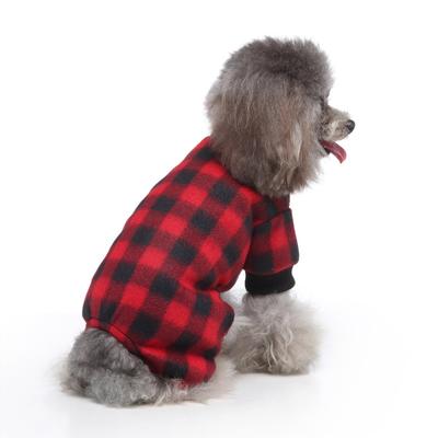 Haustier Weihnachts-Pyjama Rot Schwarz Büffel-Karo Jumpsuit Hund Katze Weiche Winterkleidung Welpe Hündchen Karierter Pullover Bekleidung XL