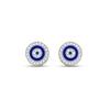 Dalia MYSTIC JEWELS – Evil Eye Stud Earrings, 925 Sterling Silver with Blue Enamel and Cubic Zirconia, Sterling Silver, Cubic Zirconia