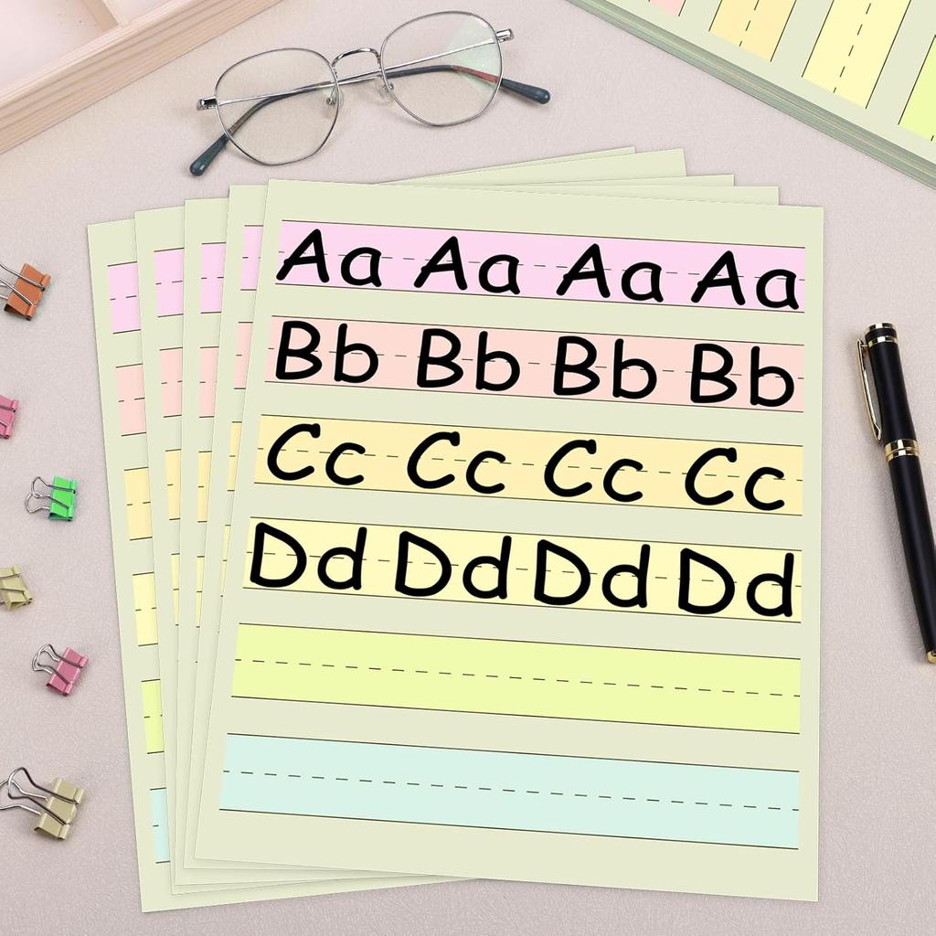 Handwriting Paper Kindergarten Wide Ruled 1-1/8” Raised Lined Paper Primary Writing Pad 8.5 x 11 Inch Colored Spacing Papers Tactile for Kids