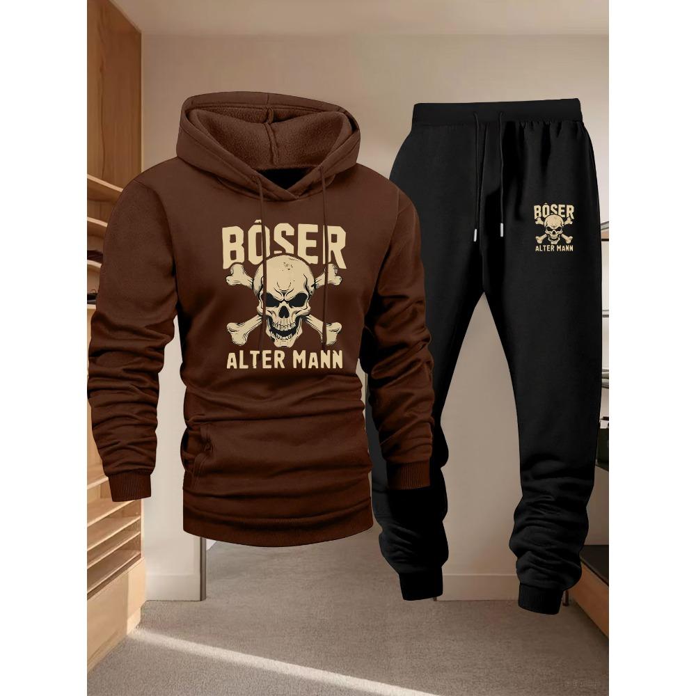 

Men s Casual Polyester Hooded Sweatshirt and Sweatpants Set, Long Sleeved Hooded Sweatshirt, Slightly Elastic, Regular Fit XXL