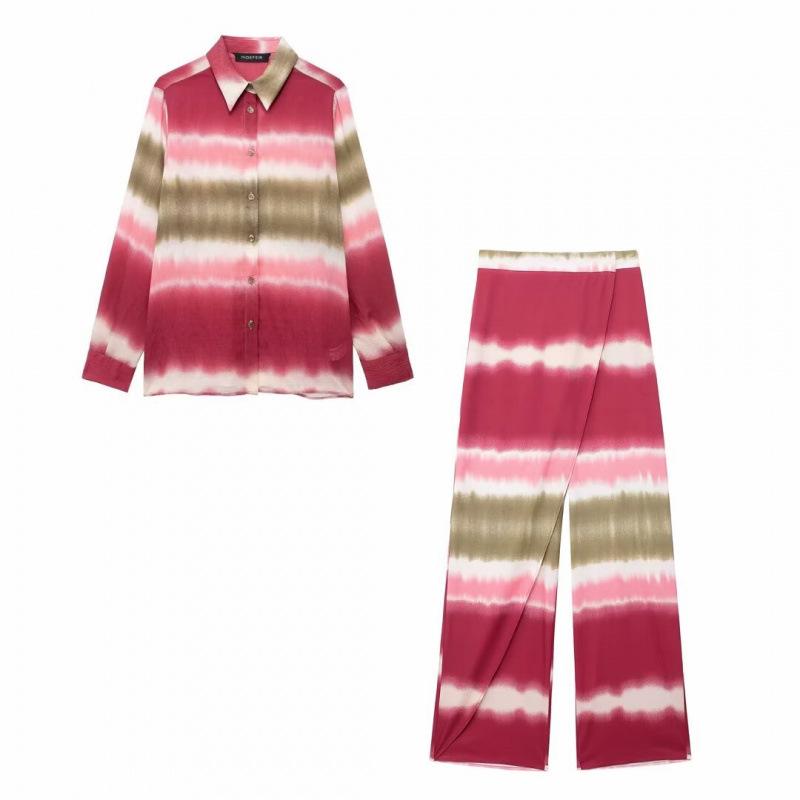

Summer Tie-Dye Women s Street Fashion Shirt and Pants Set L