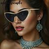 Sexy Cat Eye One-Piece Y2K Punk Sunglasses Women  Luxury Brand Trendy Steampunk Shield Sunglass Vintage Metal Shades UV400