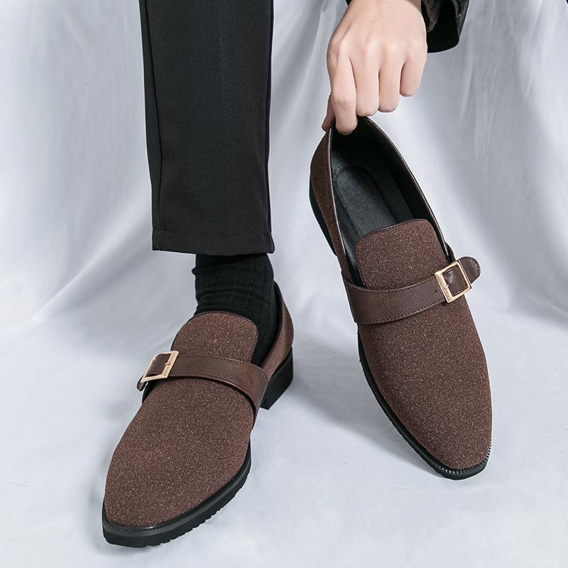 New men business loafers black brown PU men casual fashionable buckle leather shoes men business office travel shoes size 38-48