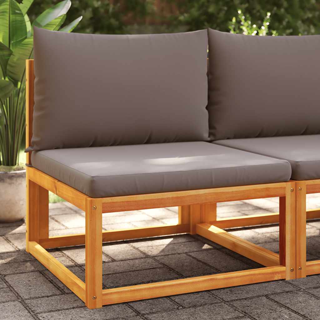 Garden Sofa Without Armrests with Cushions Acacia Wood & Rope