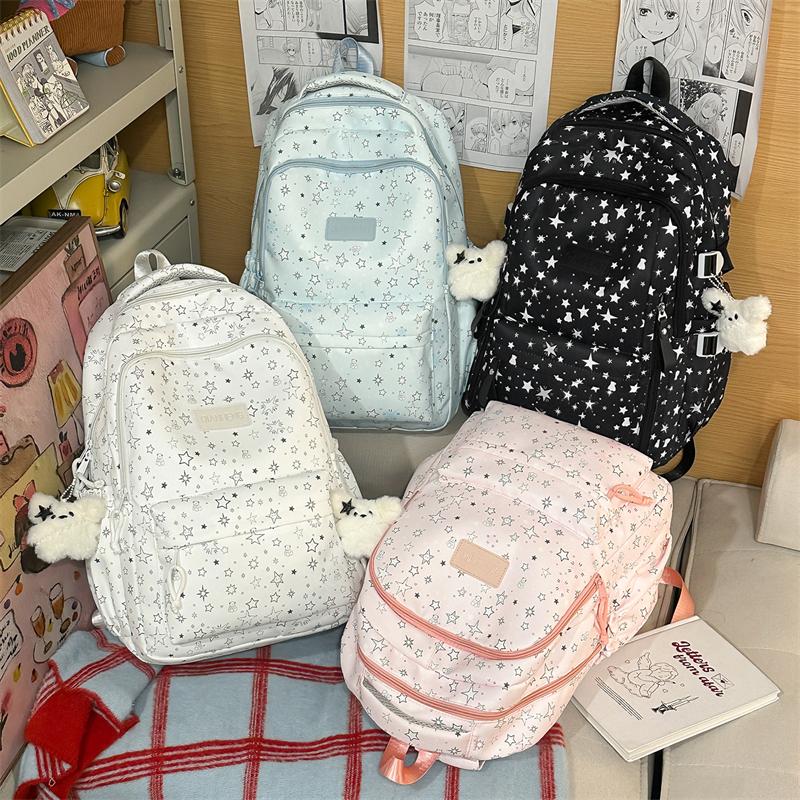College Style Schoolbag Women's Large Capacity Five-Pointed Star Backpack
