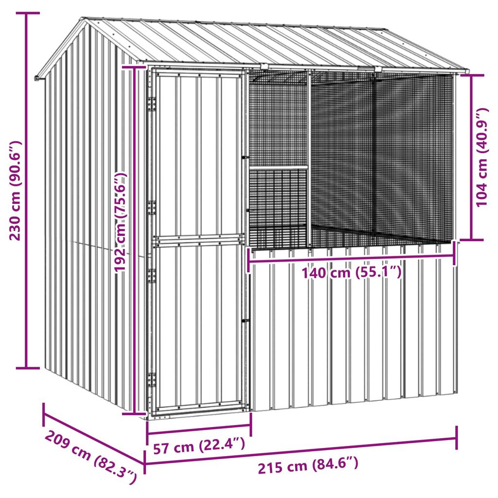 Bird Cage Anthracite 215 x 209 x 230 cm Galvanized Steel