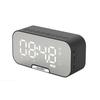 Digital Mirror Surface Alarm Clock With Bt Speaker Fm Radio Dual Alarms Electronic Desktop Clock Rechargeable Portable Player
