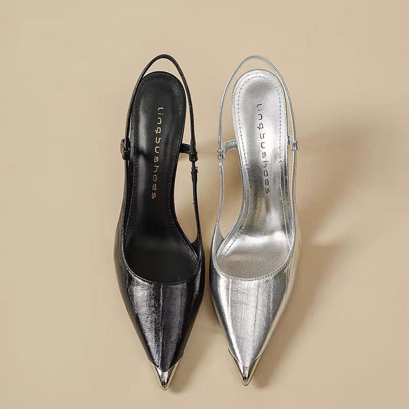 New Women's High Heels Sandals Pointed Toe Shoes Sexy Slingback Woman Slippers Summer Trend Designer Dress Pumps Sandals