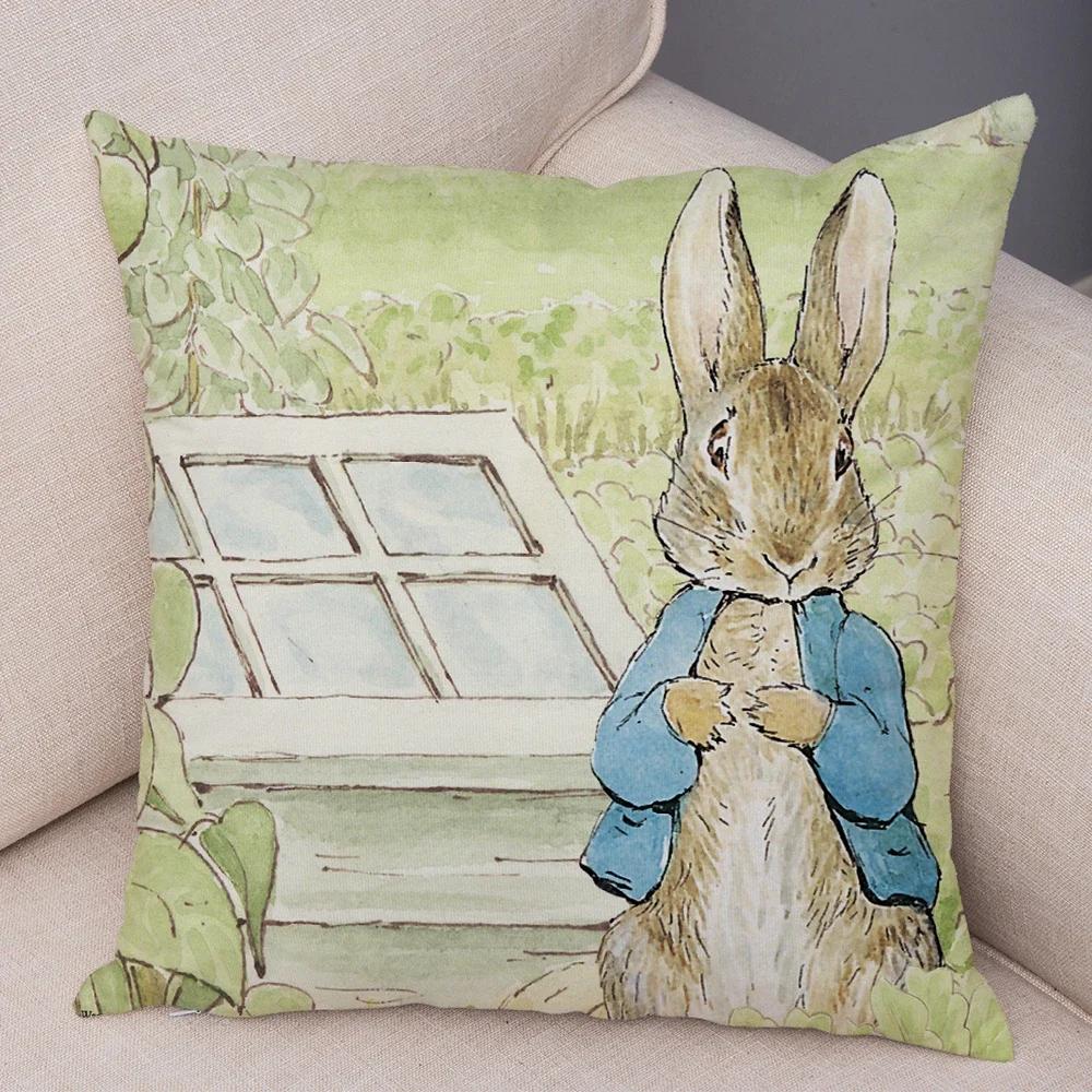 

Pcs Cute Cartoon Rabbit Cushion Cover for Sofa Home Decor Fairy Tale Lovely Animal Pillowcase Peach Skin Pillow CasePURPLE, 66x66cm