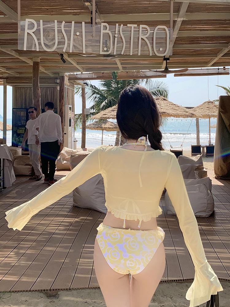 2025 Korean Influencer Blogger Style Sweet Fairy Bikini Three-Piece Beach Set Swimwear