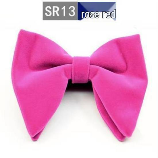 Men's Large Double Layer Velvet Bow Tie - Solid Color Fashion Statement