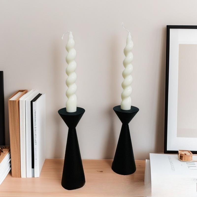 Vintage Wooden Candelabra, Geometric Living Room Decoration for Ambiance