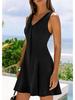 Women's Sleeveless V-neck A-line Summer Beach Dress