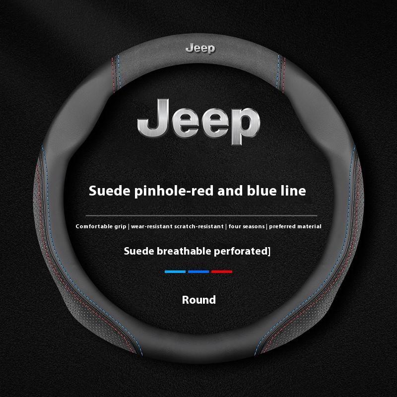 Jeep Wrangler JK Patriot Commander Gladiator Renegade Grand Cherokee Compass Wagoneer Car Anti-Slip Leather Steering Wheel Cover