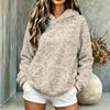 Top a manica lunga in flanella con cappuccio e tasche, stampato, casual da donna per autunno e inverno