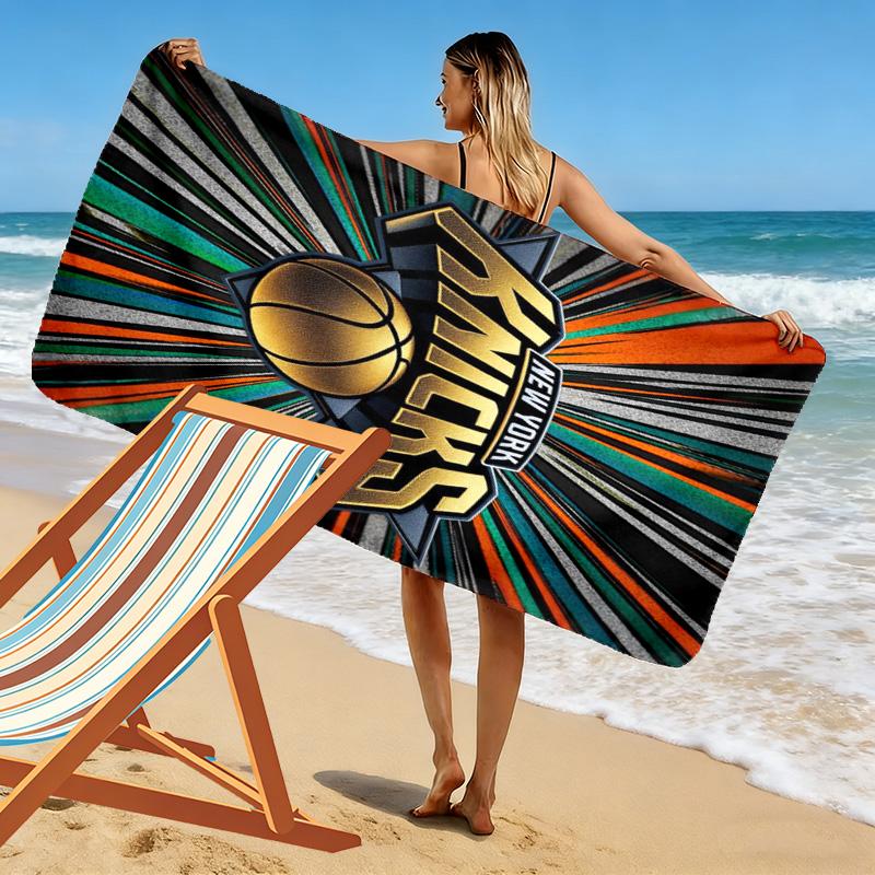 NY Knicks Print Beach Towel, Large Soft Quick Dry Towel for Beach Camping Swimming