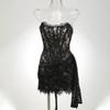 Sexy Wedding Party Dress Women Elegant Lace High Waist Bandage Bodycon Mini Dress Strapless Slim Corset Evening Dress