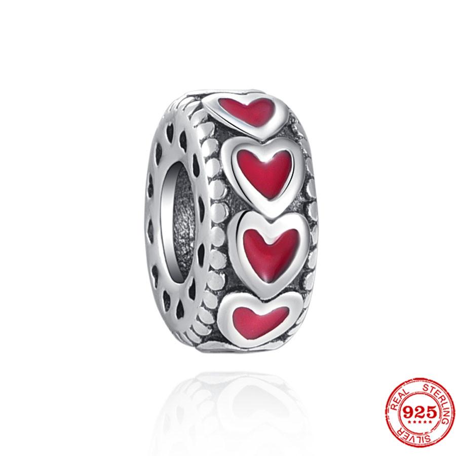 925 Sterlingsilber DIY Schmuck Lippenstift High Heels Liebesherz Hantel Apfel Charm Perle Armband