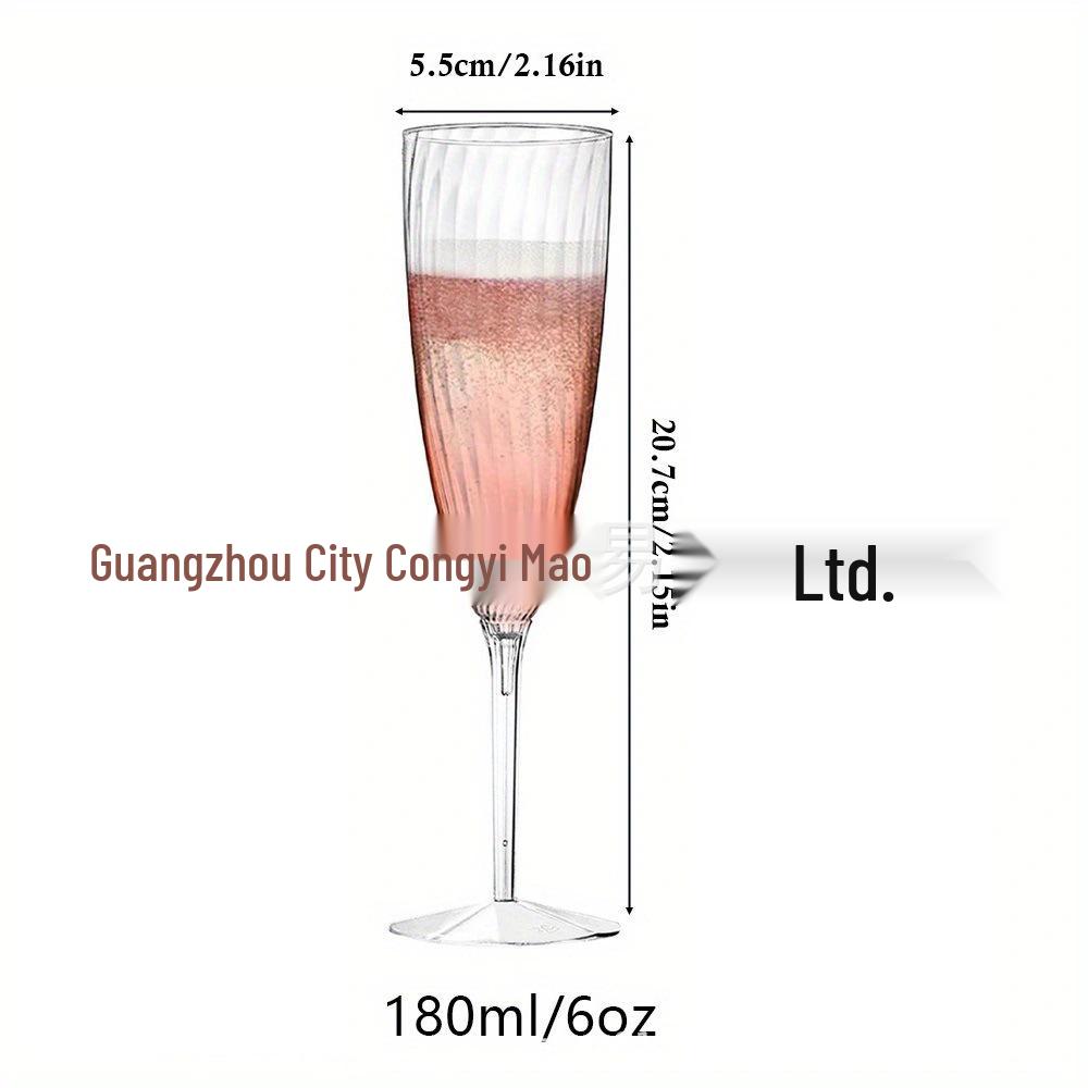 Detachable Red Wine Dessert Cup with High Stem - Disposable Plastic Champagne Flute for Weddings or Pudding Mousse.