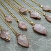 Crystal Pendant Necklace With Asymmetric Pink Quartz For Fashion Jewelry Enthusiasts
