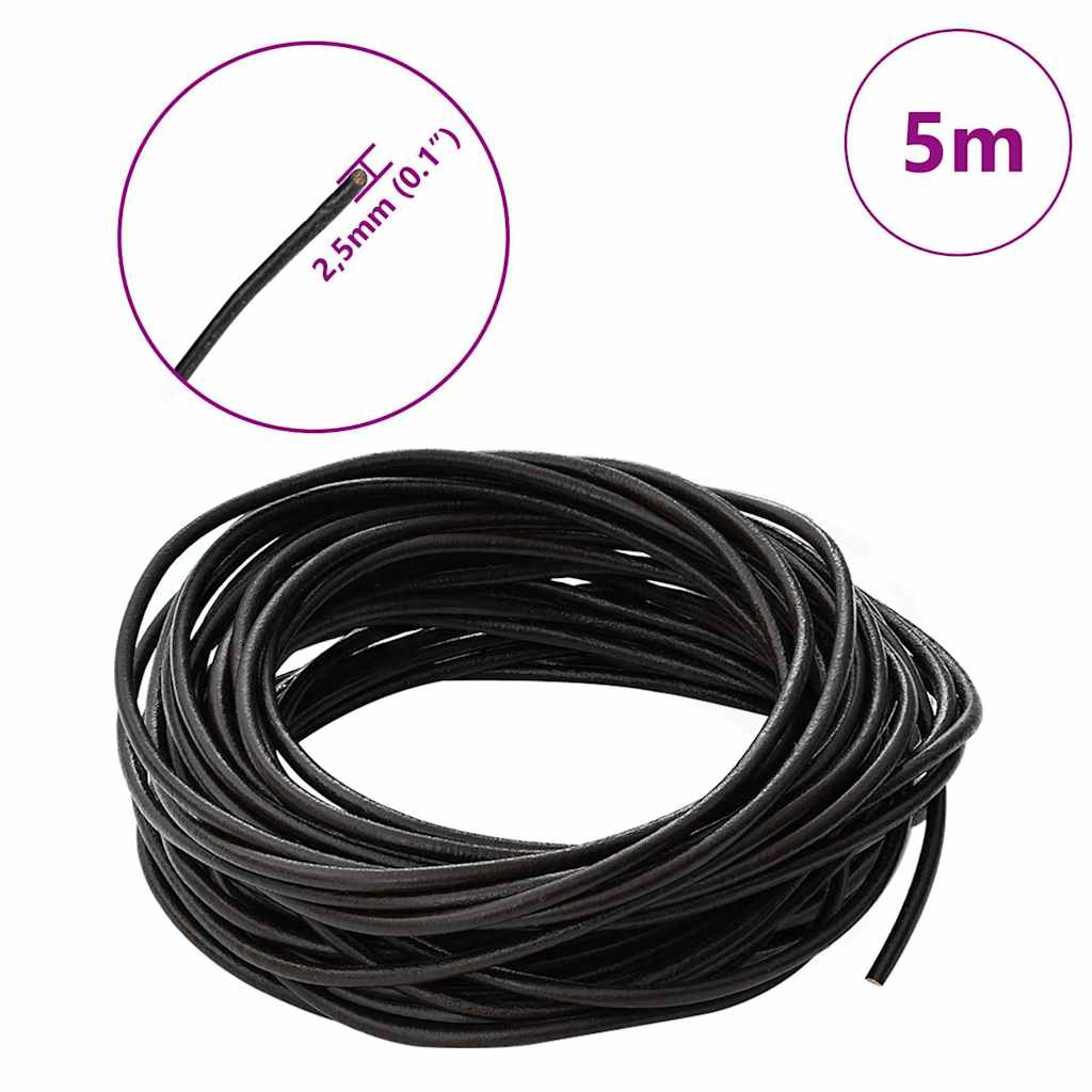 Leather Cord Dark Brown Ø2.5 mm x 5 m Leather