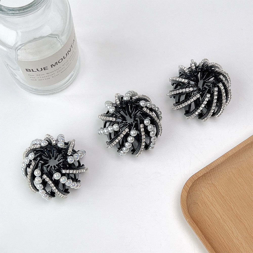 Head Girls Korean Style Hair Claw Women Ponytail Buckle Bird Nest Bun Maker Pearl Hair Ring