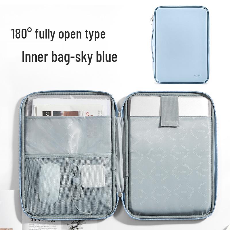 14-Inch Full Open Leather Laptop Sleeve for MacBook, Lenovo, Huawei