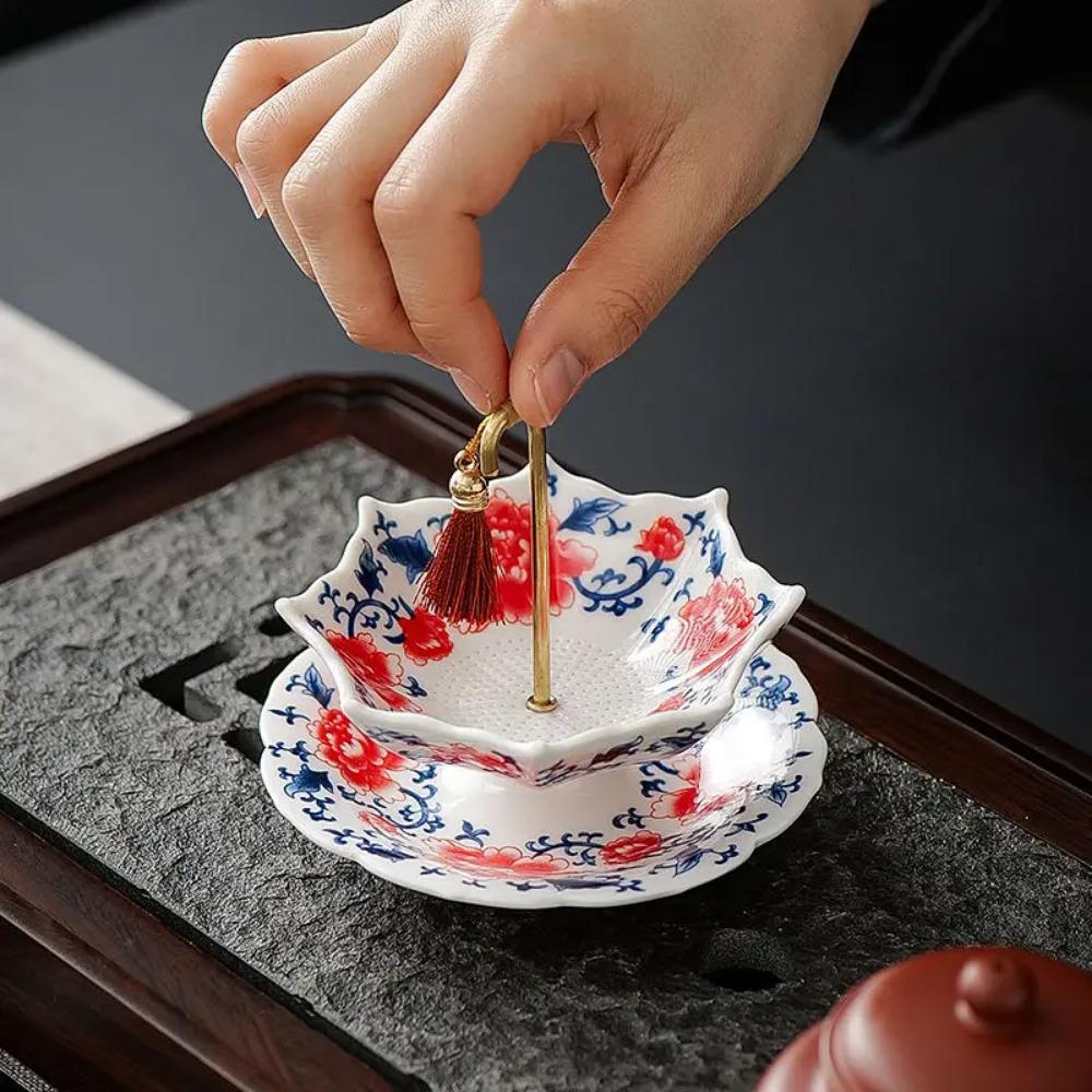 Creative Blue and White Umbrellas Tea Bowls Ceramic Filter Screens Tea Ceremony Accessories Decorations and Ornaments