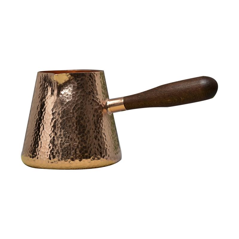 B97A-500Ml Pure Copper Latte Pitcher Milk Jug With Wooden Handle Kettles Hammer Handcraft Drinkware Tableware