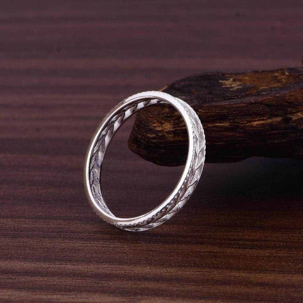 Leaf Pattern Ring, 925 Sterling Silver Band Ring, Nature Inspired Ring, Minimalist Stackable Ring, Vine Band Ring, Dainty Silver Ring, Gift for Her