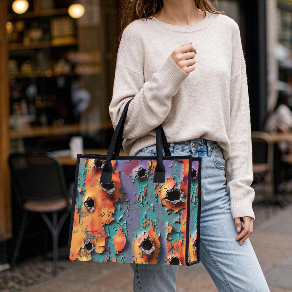 Vintage Grunge Art Tote Bag Durable Casual Daily Handbag for Women Fashion Trendy Large Capacity Shoulder Bag for Shopping Outdoor Travel