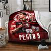 Soccer Player Collage Portrait Flannel Throw Blanket, Sports Fan Soft Warm Blanket for Sofa Bed Couch Home Use