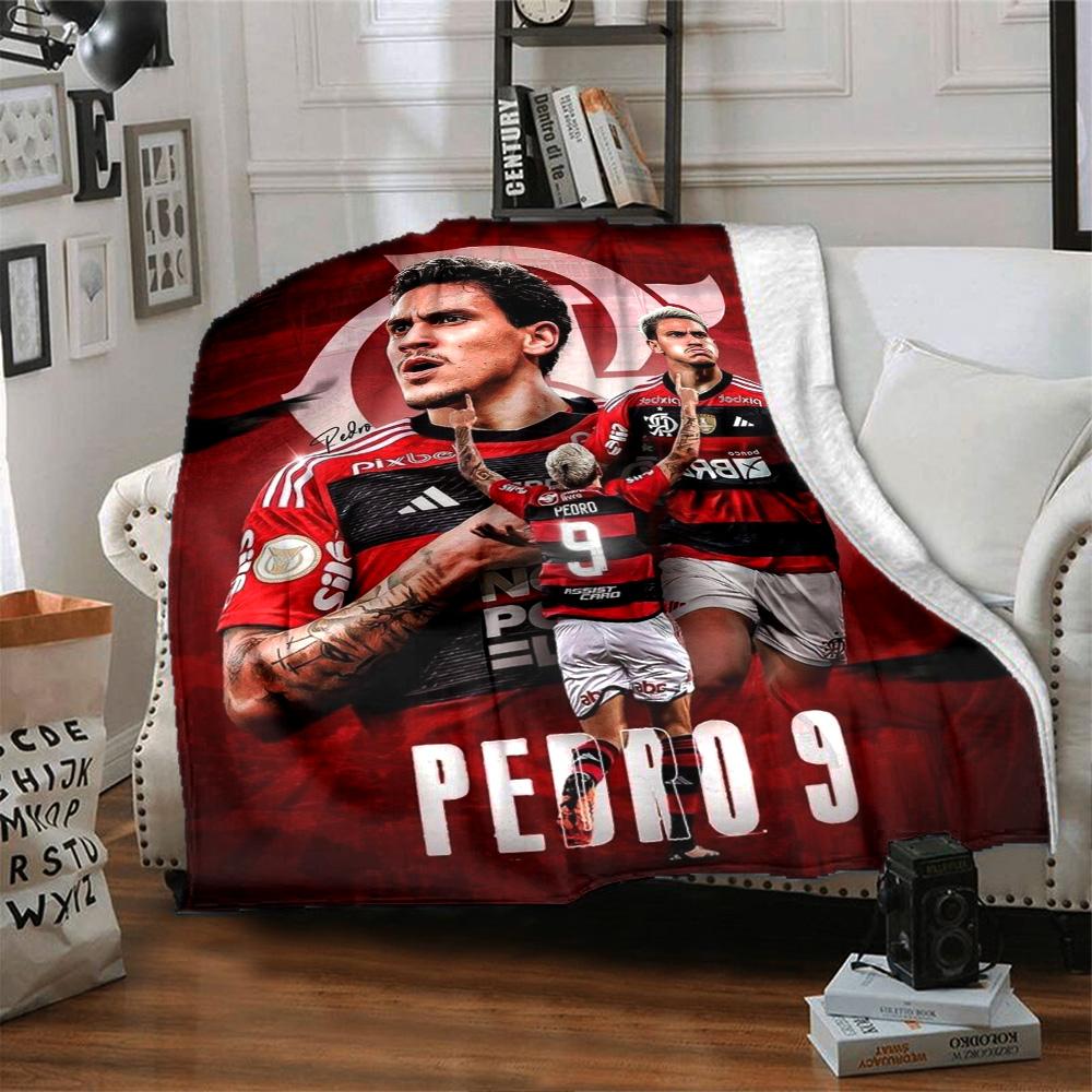 Soccer Player Collage Portrait Flannel Throw Blanket, Sports Fan Soft Warm Blanket for Sofa Bed Couch Home Use