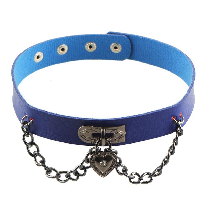Dark Punk Heart Leather Choker Necklace - European & American Harajuku Style Clavicle Chain