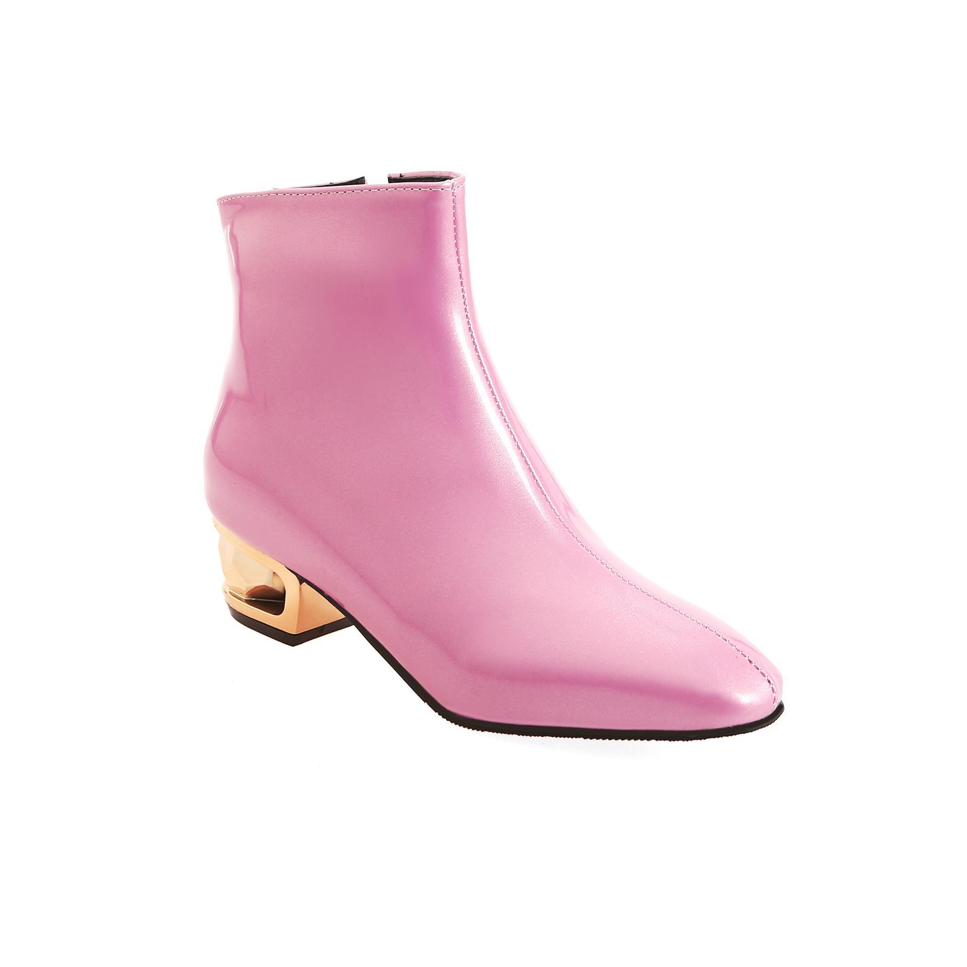 

2025 Winter Women s Boots Ankle Style High Quality Boots 3CM Square Heel Party Club in Europe and AmericaMetal Heel Women Shoes 48 рожевий
