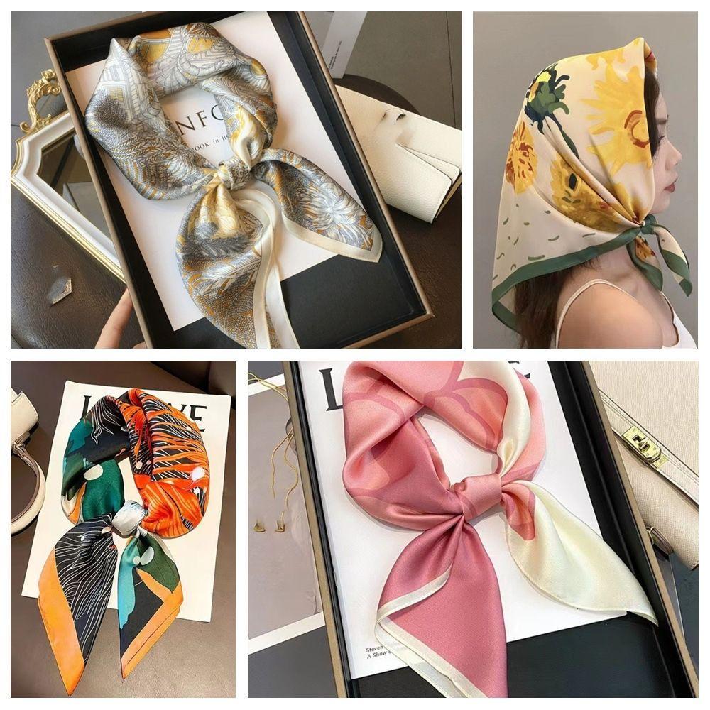 70*70cm Quadratischer Schal Luxusdruck Hijab Bandana Mode Kopfband