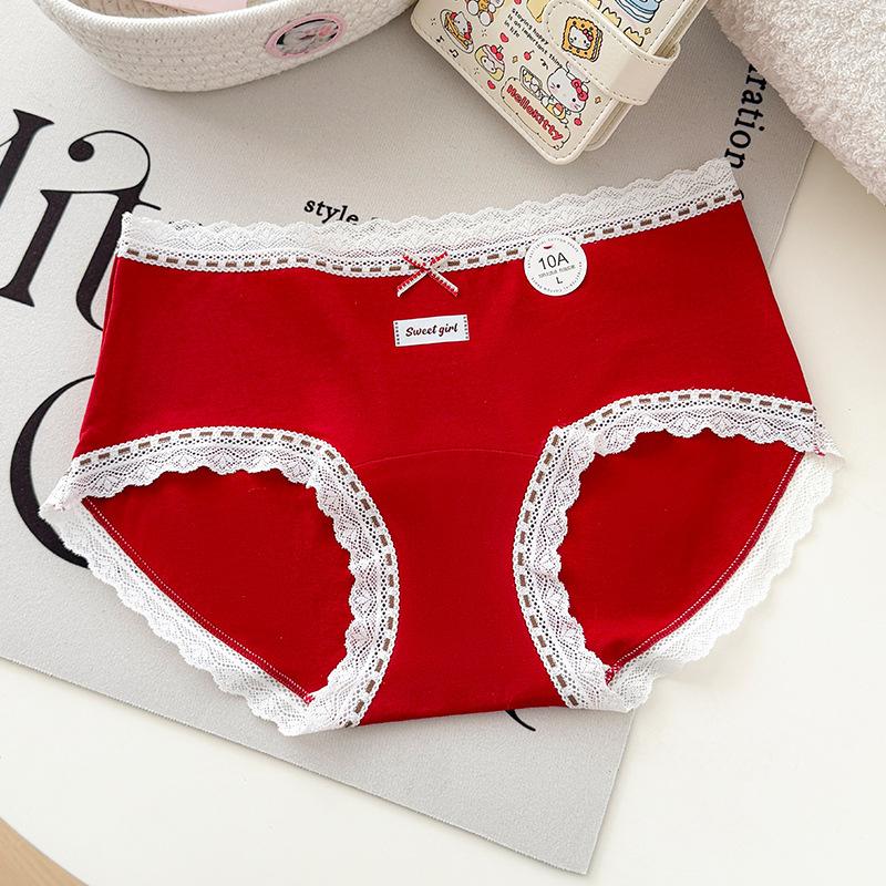 Girls Autumn and Winter Frown Cute Bear Rabbit Pure Cotton 10A Antibacterial Middle Waist Briefs