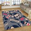 Fashion Barber Shop Logo Skull Vintage Rug Carpet for Living Room Bedroom Decor,Floor Mat Non-slip Decoration for Sofa Doormat