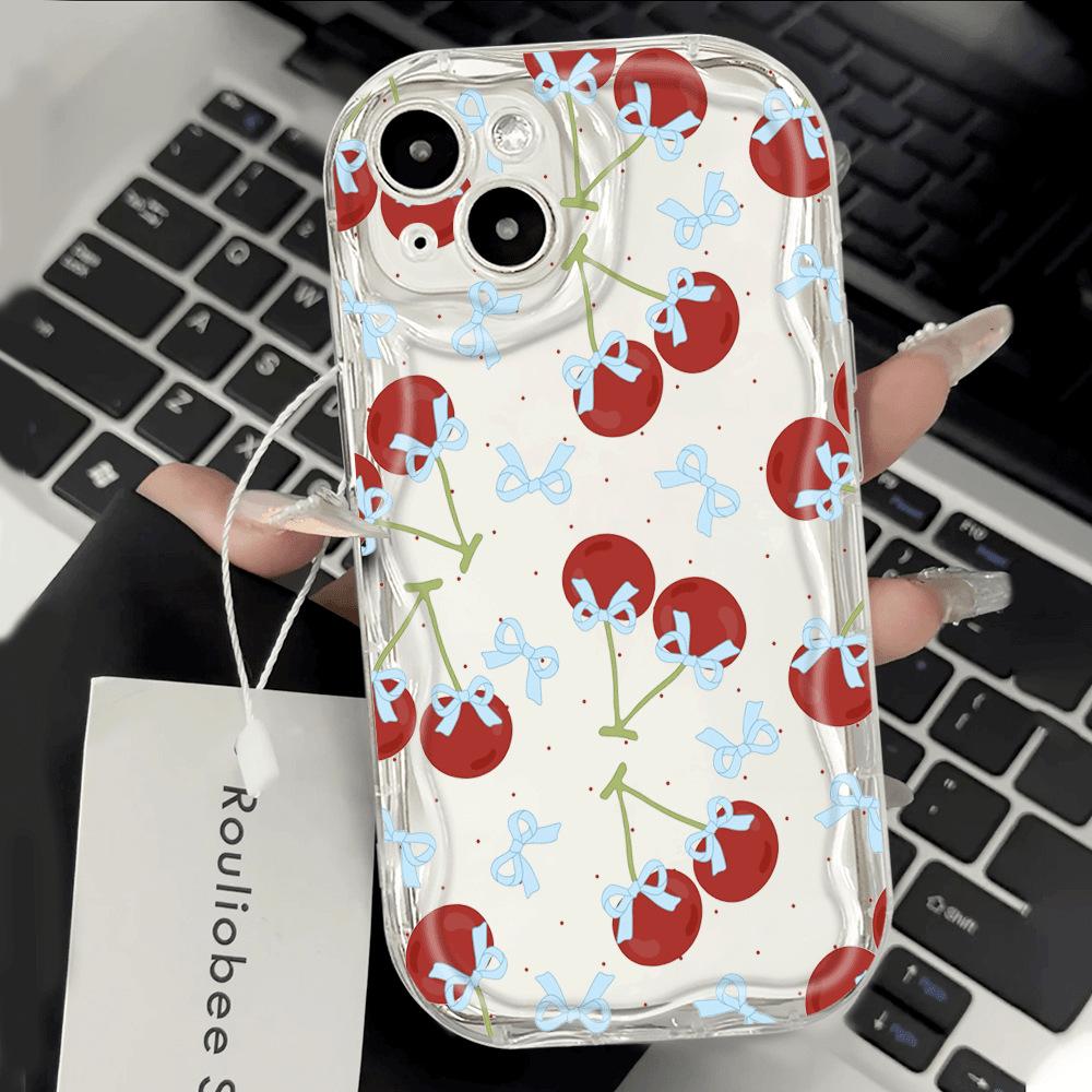Ins cherry bow iPhone 11Promax mobile phone case transparent for Apple 11promax cream case IPhone17ProMax